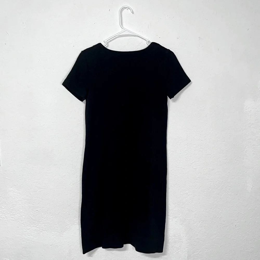 NWT Talbots dress 100% cotton black dress bottom slit shoulder zipper size small - Picture 2 of 10